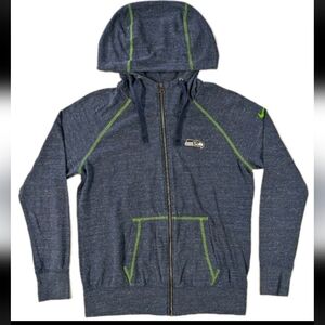 Nike Seattle Seahawk Jacket Women Large Blue Full Zip Light Hoodie Football